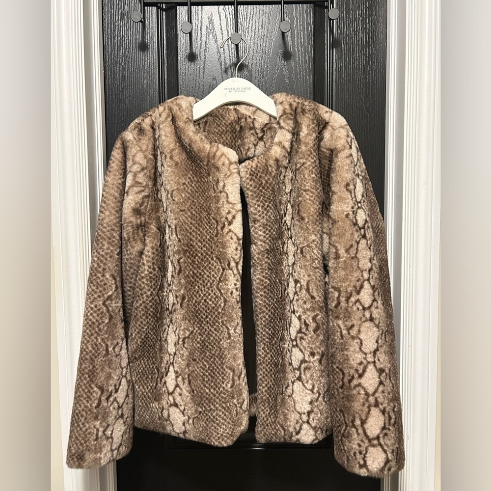 Faux fur animal print jacket